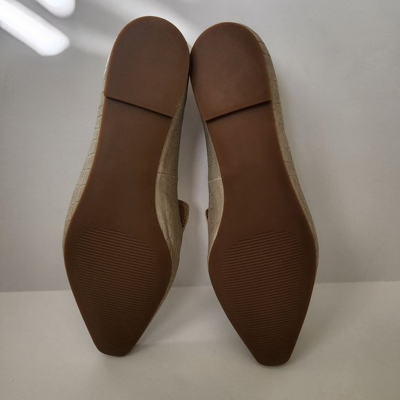 Steve Madden Gemmy Beige Crocodile Embossed Loafers Size 8 - Picture 2 of 11